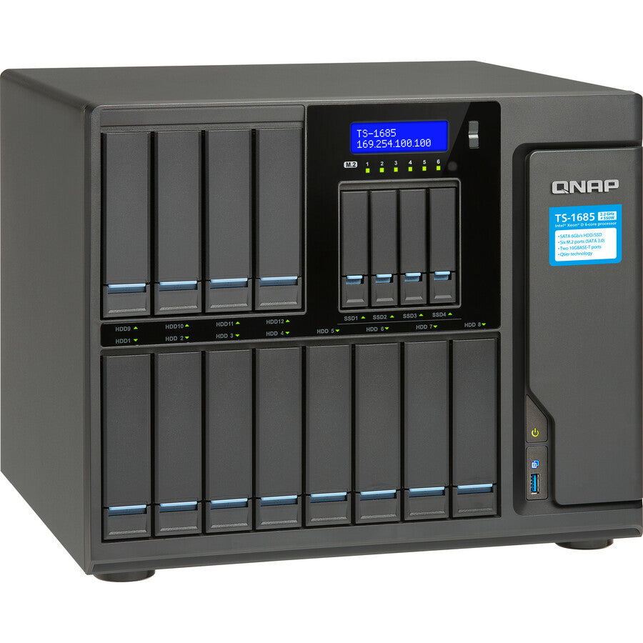 QNAP High-capacity 16-bay Xeon D Super NAS with Exceptional Performance TS-1685-D1531-128GR-US