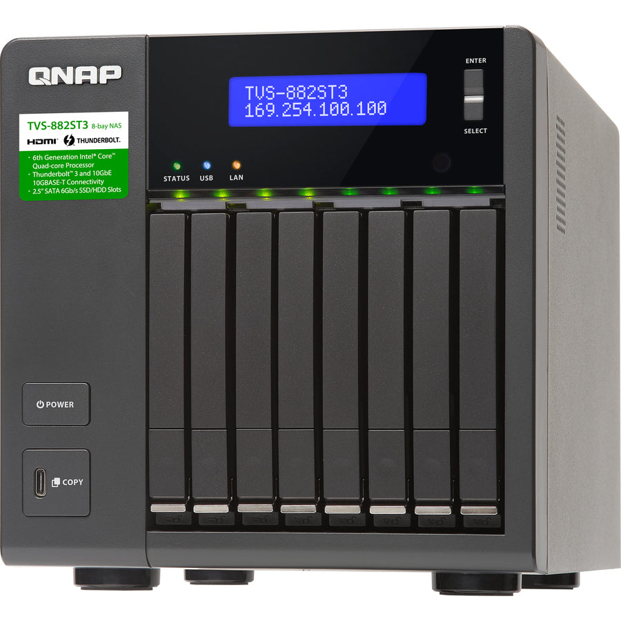 QNAP 8-bay 2.5-inch Thunderbolt 3 NAS with 10GbE Connectivity TVS-882ST3-I7-16G-US