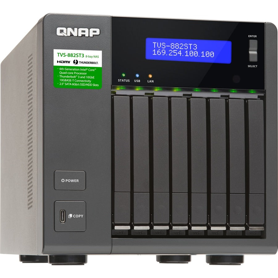 QNAP 8-bay 2.5-inch Thunderbolt 3 NAS with 10GbE Connectivity TVS-882ST3-I7-8G-US