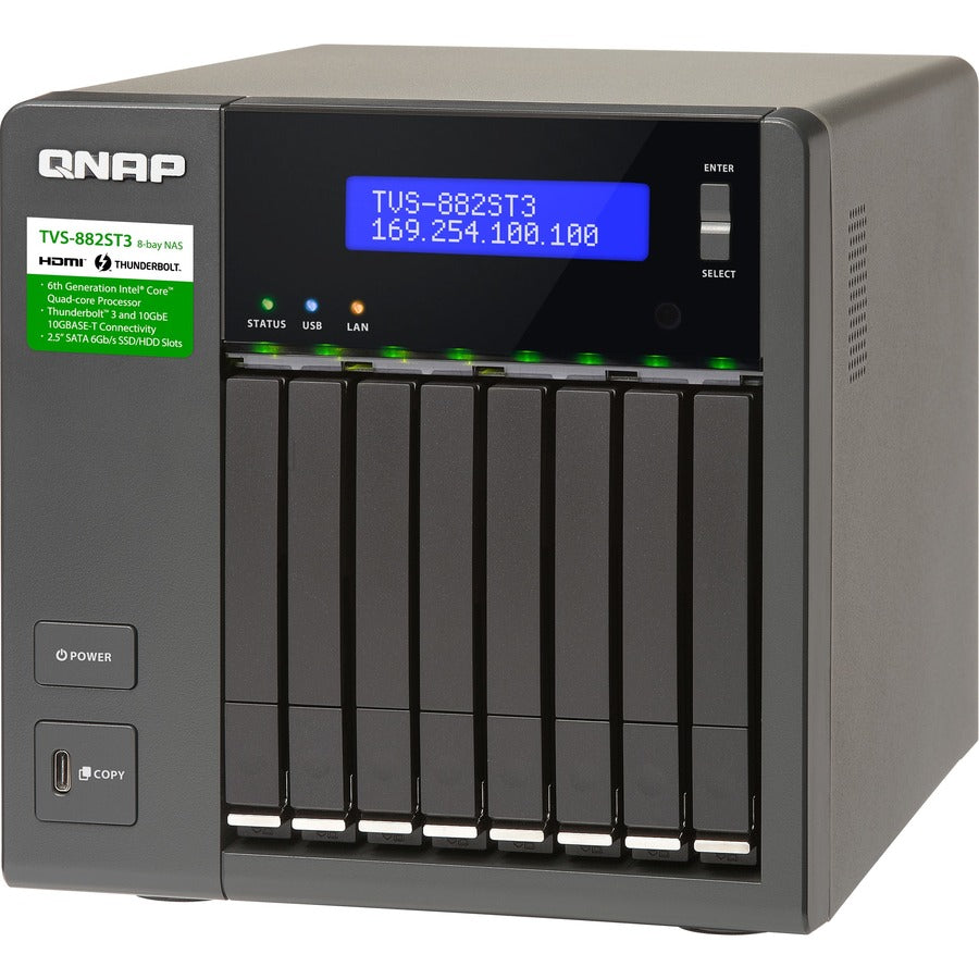 QNAP 8-bay 2.5-inch Thunderbolt 3 NAS with 10GbE Connectivity TVS-882ST3-I7-8G-US