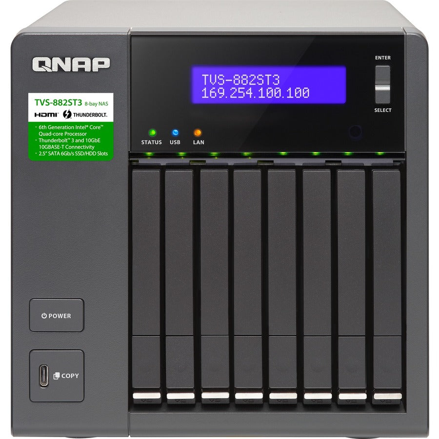 QNAP 8-bay 2.5-inch Thunderbolt 3 NAS with 10GbE Connectivity TVS-882ST3-I7-8G-US