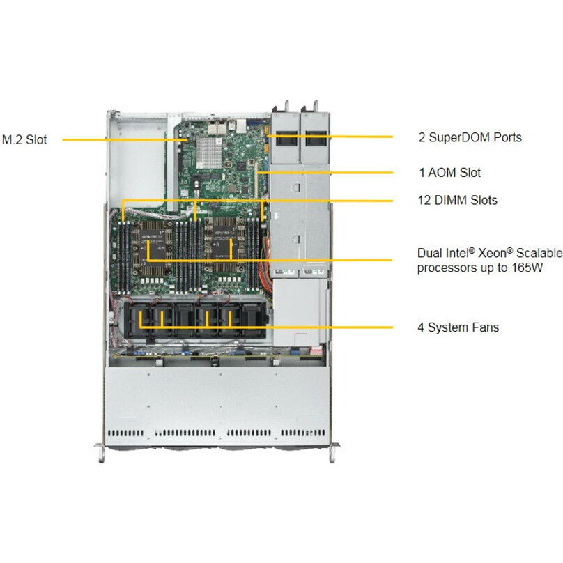 Supermicro SuperServer 6019P-WTR Barebone System - 1U Rack-mountable - Socket P LGA-3647 - 2 x Processor Support SYS-6019P-WTR