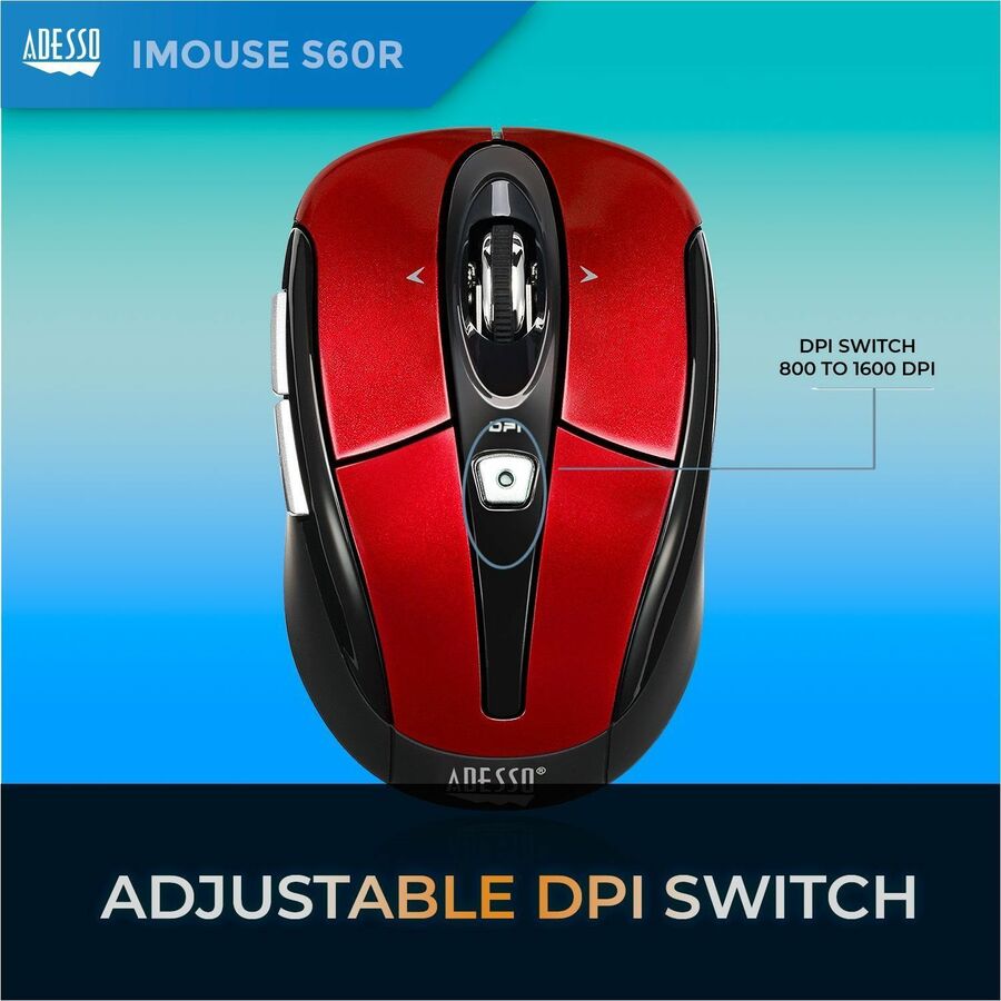 Adesso iMouse S60R - 2.4 GHz Wireless Programmable Nano Mouse IMOUSES60R