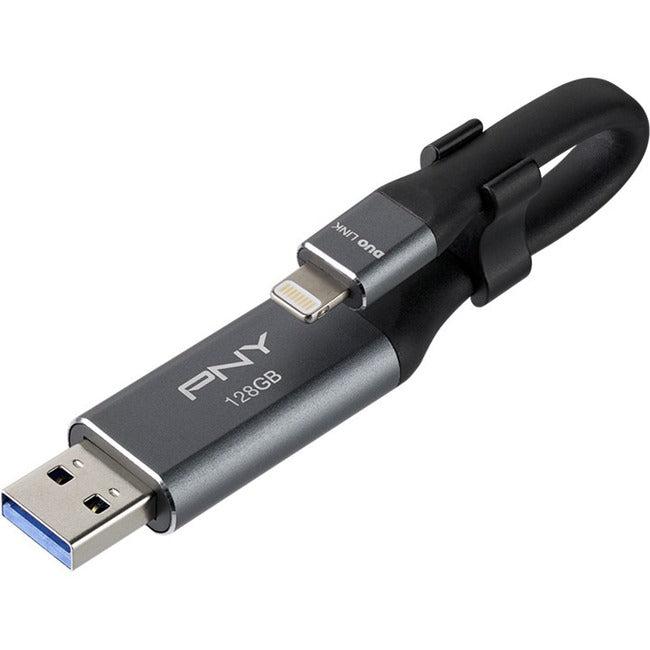 PNY DUO LINK USB 3.0 OTG Flash Drive For iPhone and iPad P-FDI128LA02GC-RB