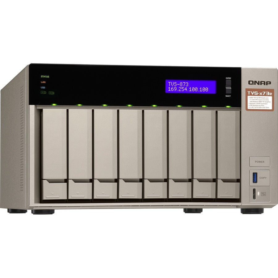 QNAP Powerful NAS with AMD RX-421BD Quad-Core APU and PCIe Expandability TVS-873e-8G-US