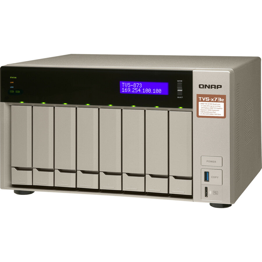 QNAP Powerful NAS with AMD RX-421BD Quad-Core APU and PCIe Expandability TVS-873e-8G-US