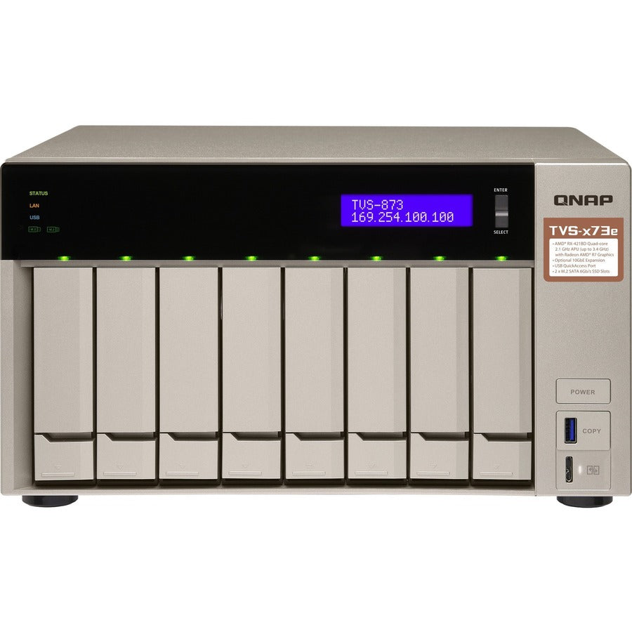 QNAP Powerful NAS with AMD RX-421BD Quad-Core APU and PCIe Expandability TVS-873e-8G-US