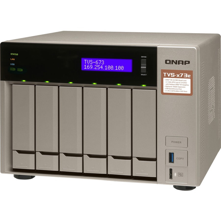 QNAP Powerful NAS with AMD RX-421BD Quad-Core APU and PCIe Expandability TVS-673e-8G-US