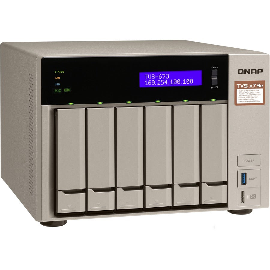 QNAP Powerful NAS with AMD RX-421BD Quad-Core APU and PCIe Expandability TVS-673e-8G-US