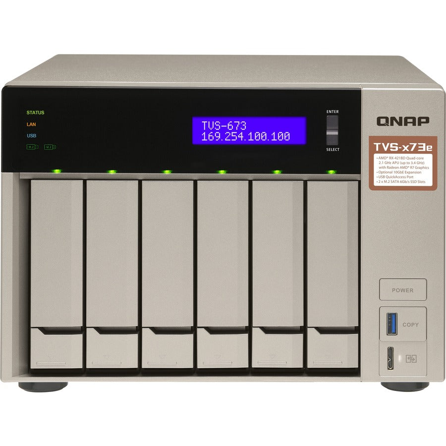 QNAP Powerful NAS with AMD RX-421BD Quad-Core APU and PCIe Expandability TVS-673e-8G-US