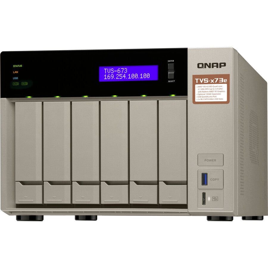 QNAP Powerful NAS with AMD RX-421BD Quad-Core APU and PCIe Expandability TVS-673e-8G-US