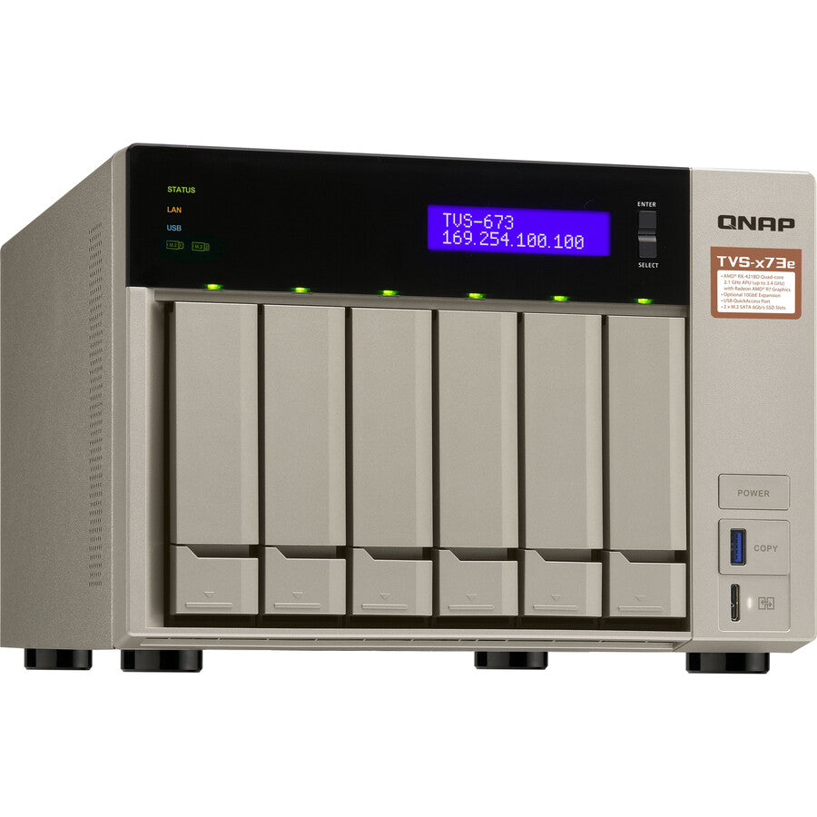 QNAP Powerful NAS with AMD RX-421BD Quad-Core APU and PCIe Expandability TVS-673e-8G-US