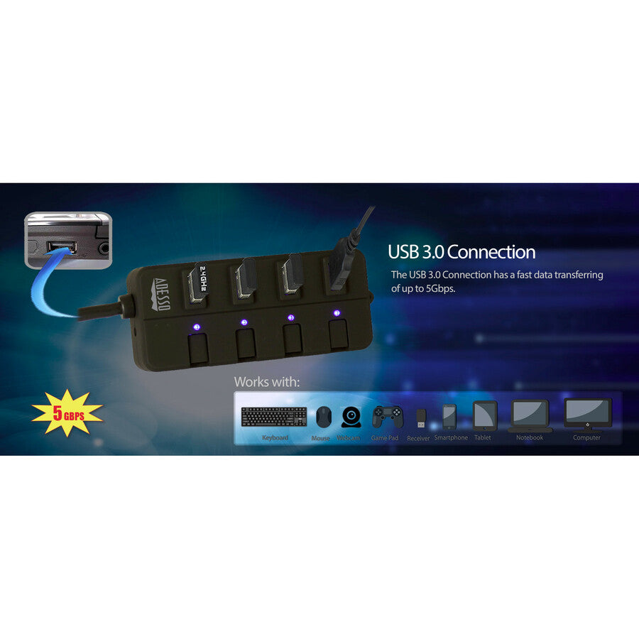 Adesso 4-ports USB 3.0 Hub AUH-3040