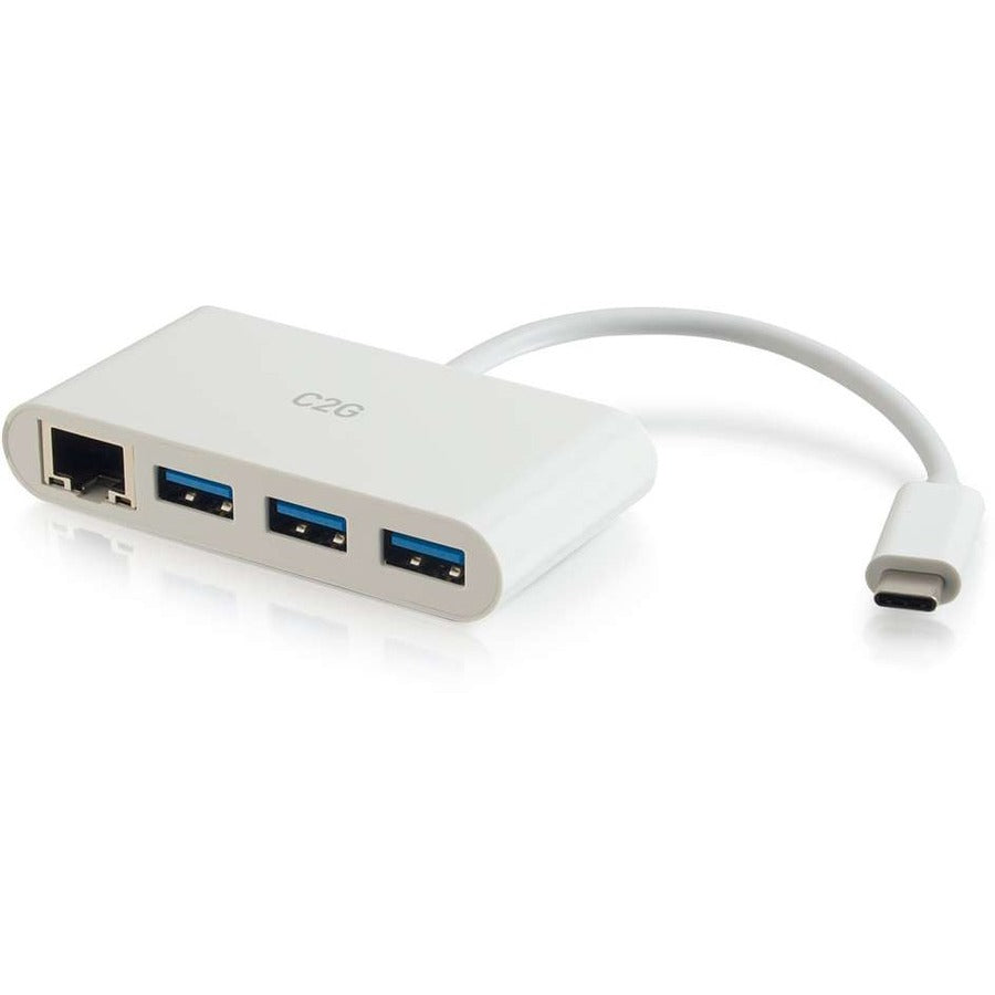 C2G USB C Ethernet and 3 Port USB Hub - White 29746