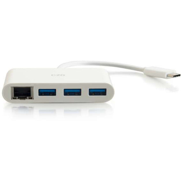 C2G USB C Ethernet and 3 Port USB Hub - White 29746