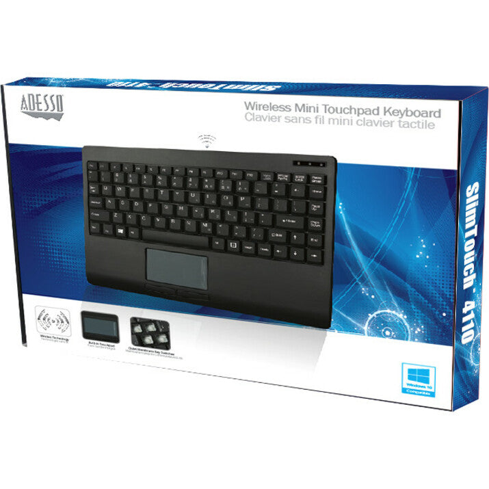 Adesso Wireless Mini Touchpad Keyboard WKB-4110UB