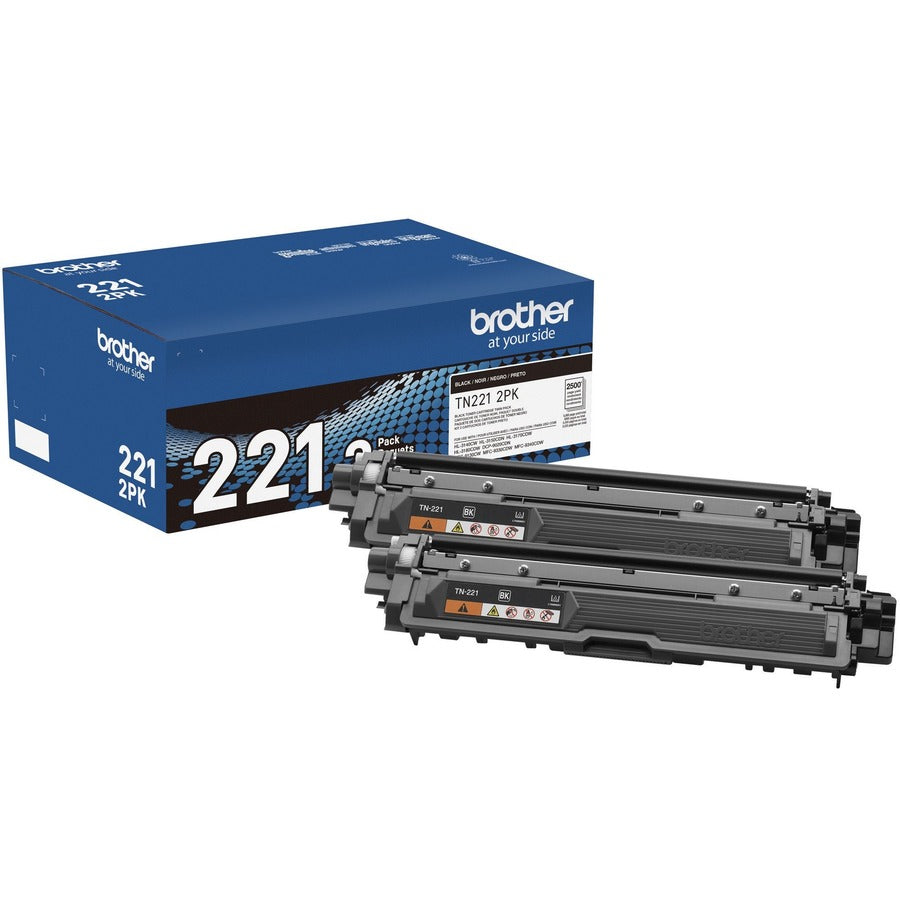 Brother TN221 Original Standard Yield Laser Toner Cartridge - Twin-pack - Black - 2 / Box TN2212PK