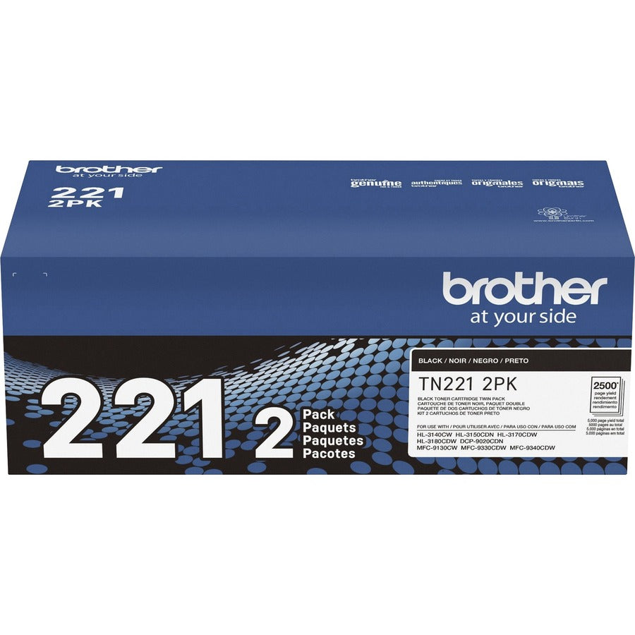 Brother TN221 Original Standard Yield Laser Toner Cartridge - Twin-pack - Black - 2 / Box TN2212PK