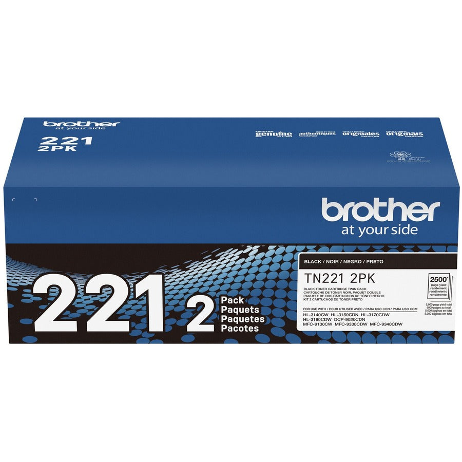 Brother TN221 Original Standard Yield Laser Toner Cartridge - Twin-pack - Black - 2 / Box TN2212PK