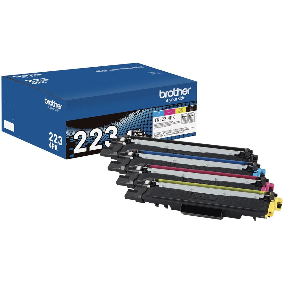 Brother TN223 Original Standard Yield Laser Toner Cartridge - Multi-pack - Black, Cyan, Magenta, Yellow - 4 / Box TN223 4PK