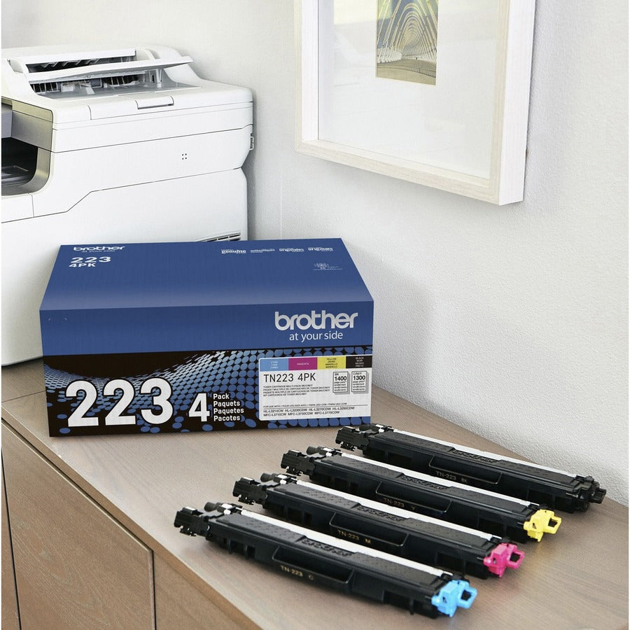 Brother TN223 Original Standard Yield Laser Toner Cartridge - Multi-pack - Black, Cyan, Magenta, Yellow - 4 / Box TN223 4PK