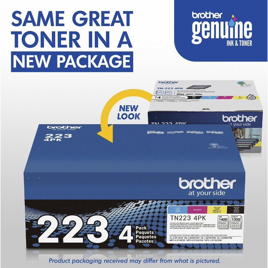 Brother TN223 Original Standard Yield Laser Toner Cartridge - Multi-pack - Black, Cyan, Magenta, Yellow - 4 / Box TN223 4PK