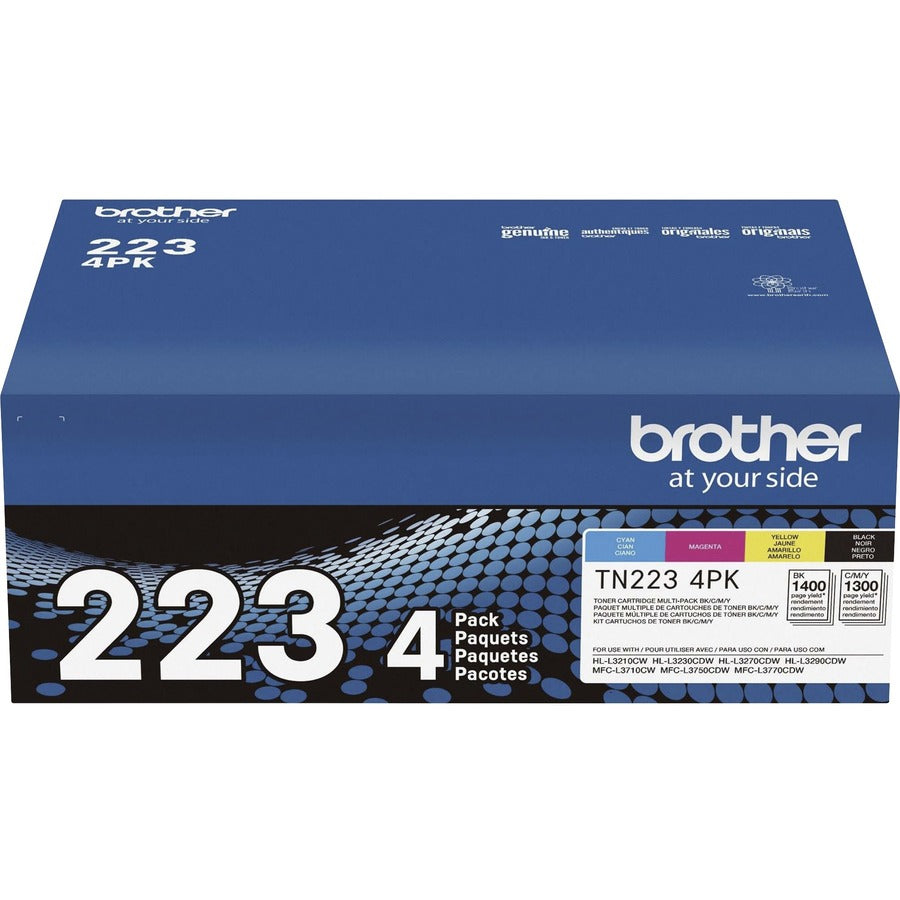 Brother TN223 Original Standard Yield Laser Toner Cartridge - Multi-pack - Black, Cyan, Magenta, Yellow - 4 / Box TN223 4PK