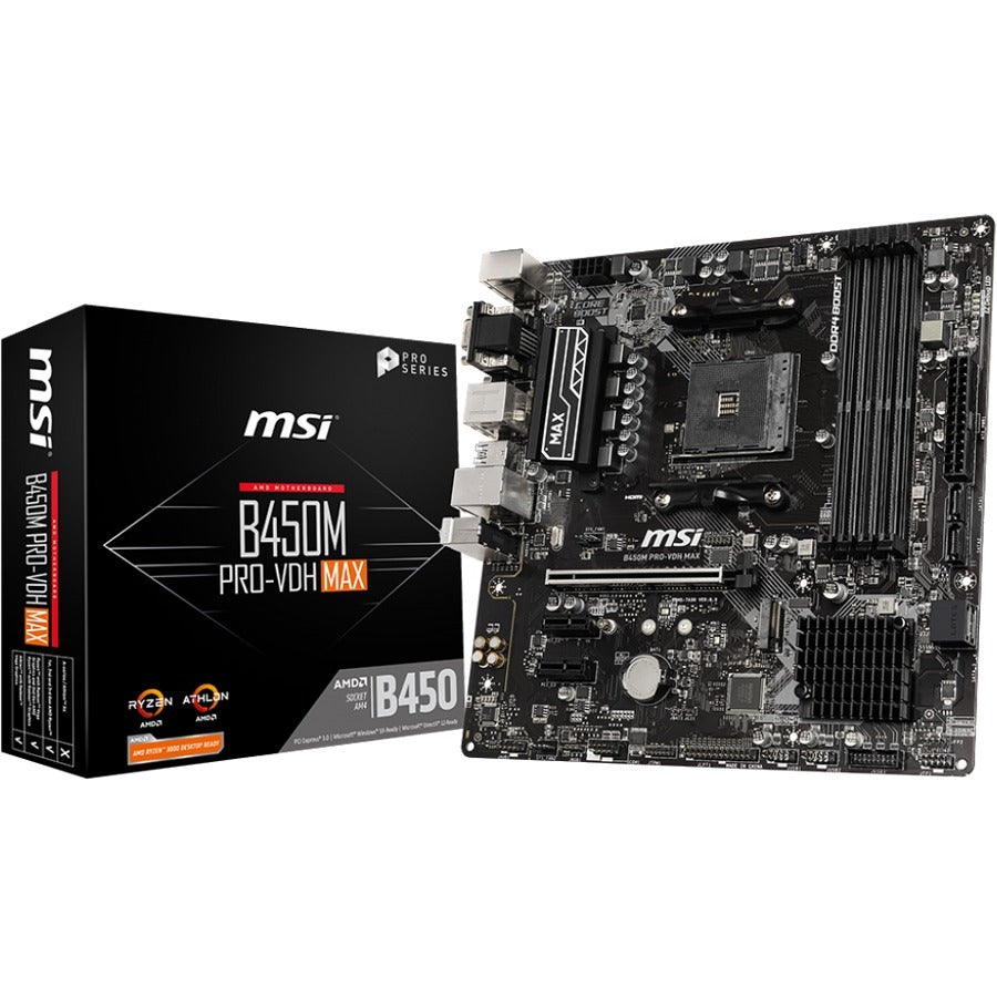 MSI B450M PRO-VDH MAX Desktop Motherboard - AMD B450 Chipset - Socket AM4 - Micro ATX B450PVDHMAX