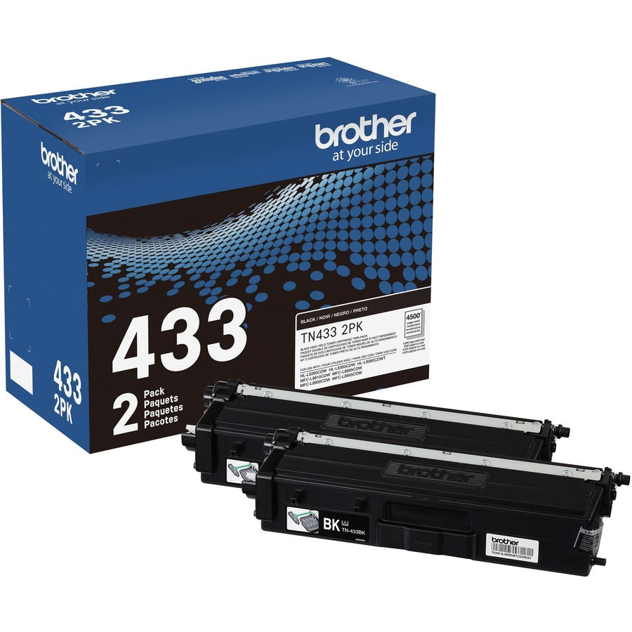 Brother TN-433 Original High Yield Laser Toner Cartridge - Twin-pack - Black - 2 / Box TN4332PK