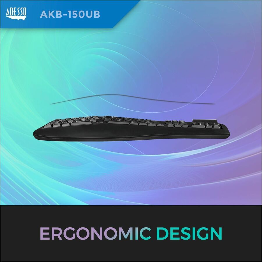 Adesso Desktop Ergonomic Keyboard (TAA Compliant) AKB-150UB-TAA