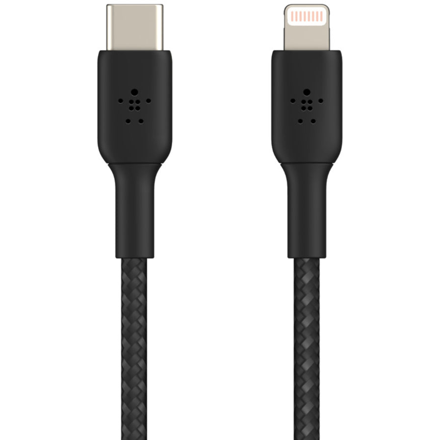 Belkin Braided USB-C to Lightning Cable (1m / 3.3ft, Black) CAA004BT1MBK