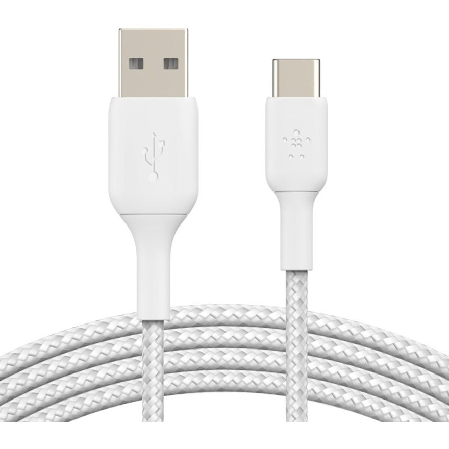 Belkin Braided USB-C to USB-A Cable (1m / 3.3ft, White) CAB002BT1MWH