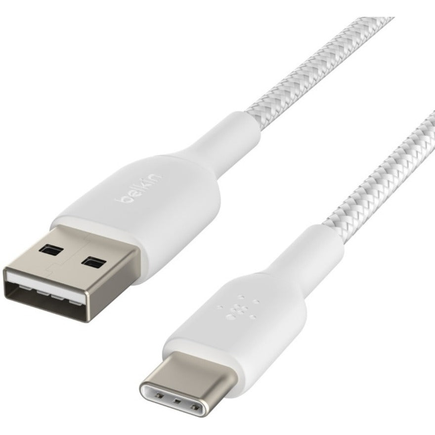 Belkin Braided USB-C to USB-A Cable (1m / 3.3ft, White) CAB002BT1MWH