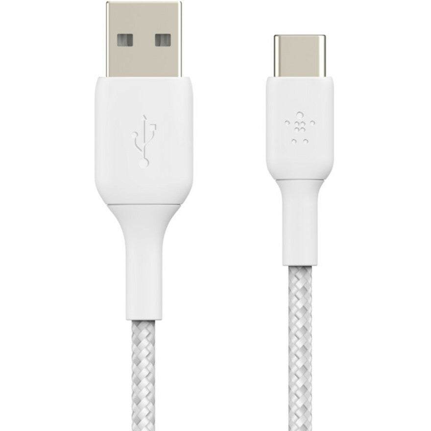 Belkin Braided USB-C to USB-A Cable (1m / 3.3ft, White) CAB002BT1MWH