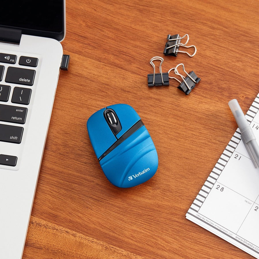 Verbatim Wireless Mini Travel Mouse, Commuter Series - Blue 70705