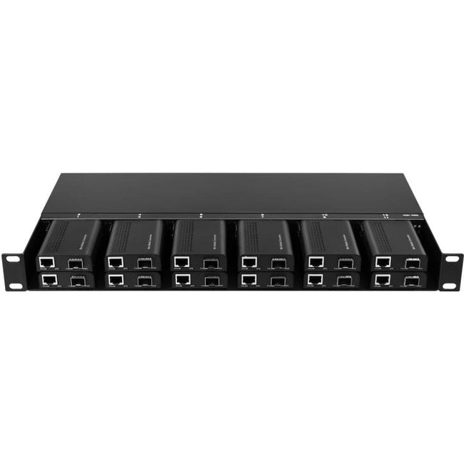 Axiom Mini-Media Converter Rack Mount Chassis - 1U, 12 Slots, Dual AC 220v MCR0-CH-1U12-AX