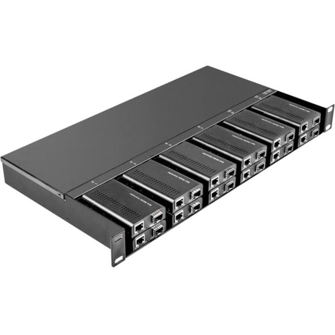 Axiom Mini-Media Converter Rack Mount Chassis - 1U, 12 Slots, Dual AC 220v MCR0-CH-1U12-AX