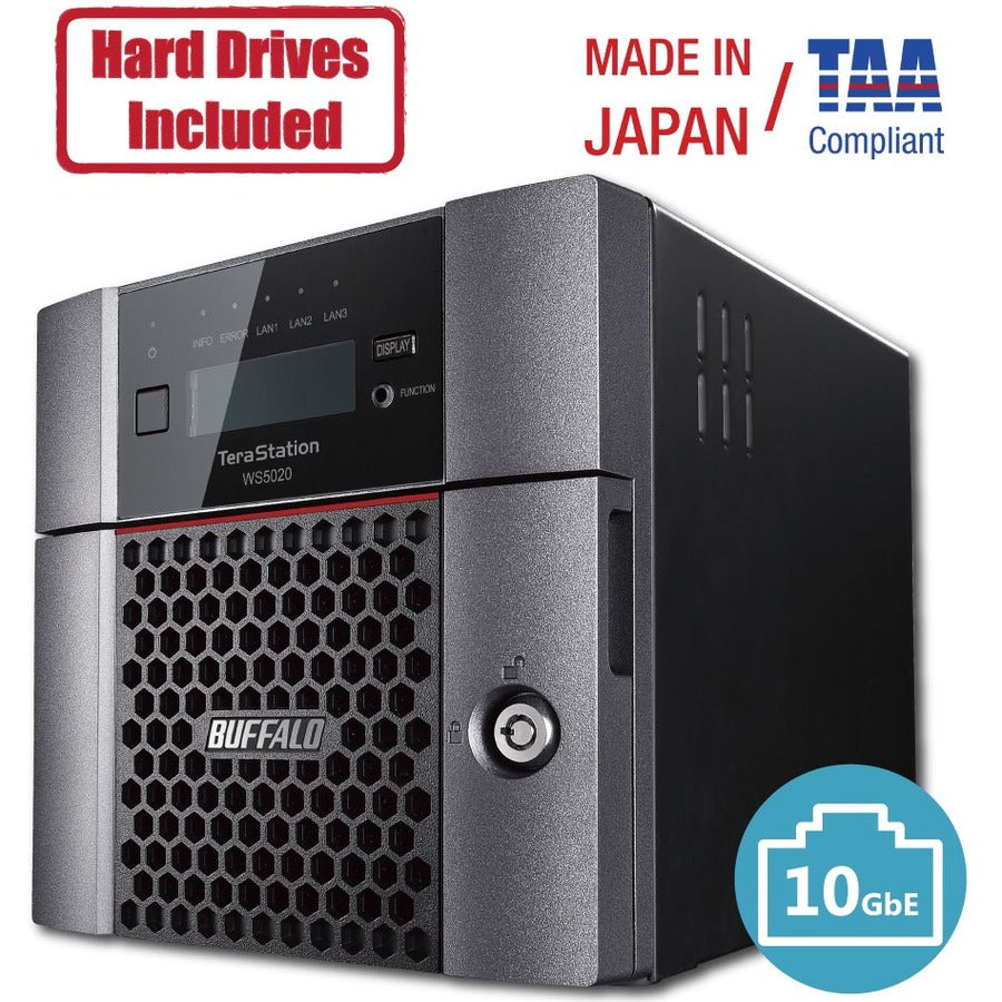 BUFFALO TeraStation WS5220 2-Bay Desktop Windows Server IoT 2019 NAS 8TB Hard Drives Included WS5220DN08S9