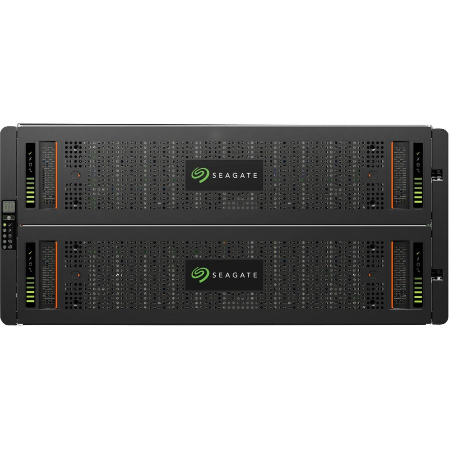 Seagate Exos 5U84 RAID Hybrid SAN Storage System - includes 1.288PB 80x 16TB 3.5" Exos SAS Hard Drives (HDD) and 4x 1.92TB Nytro Solid State Flash Drives (SSD), 8x 10GbE SFP, iSCSI connectivity, 1m deep, ADAPT rebuild 1104660-01