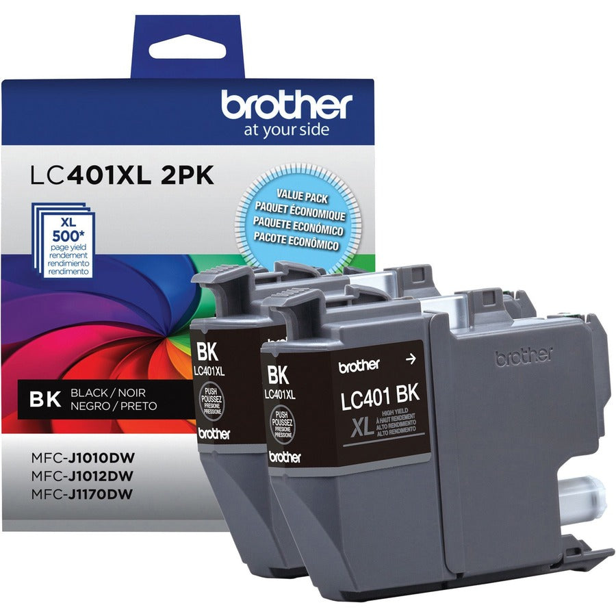 Brother LC401XL2PKS Original High Yield Inkjet Ink Cartridge - Black - 2 Pack LC401XL2PKS