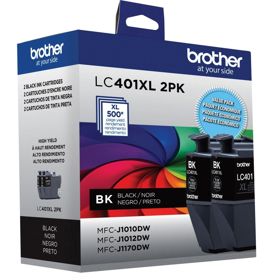 Brother LC401XL2PKS Original High Yield Inkjet Ink Cartridge - Black - 2 Pack LC401XL2PKS