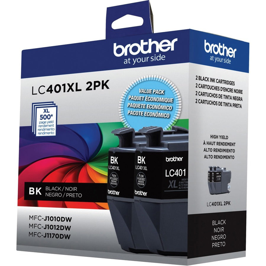 Brother LC401XL2PKS Original High Yield Inkjet Ink Cartridge - Black - 2 Pack LC401XL2PKS