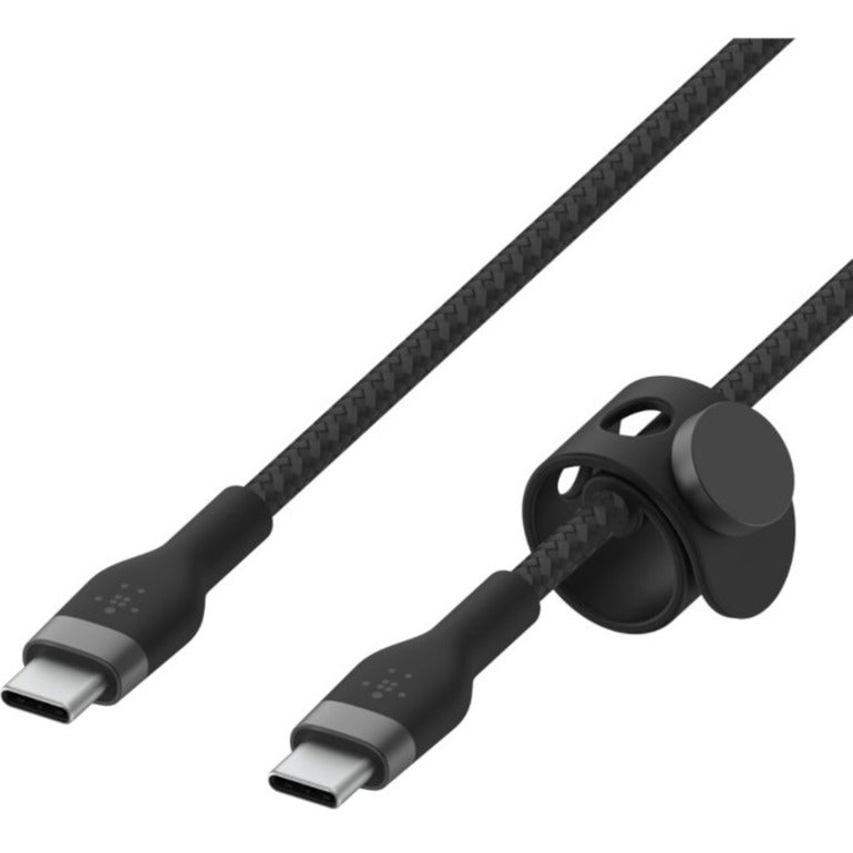 Belkin 60W USB-C to USB-C Cable - 480 Mbps - Silicone, Braided - M/M - 2m/6.6ft - Black CAB011BT2MBK