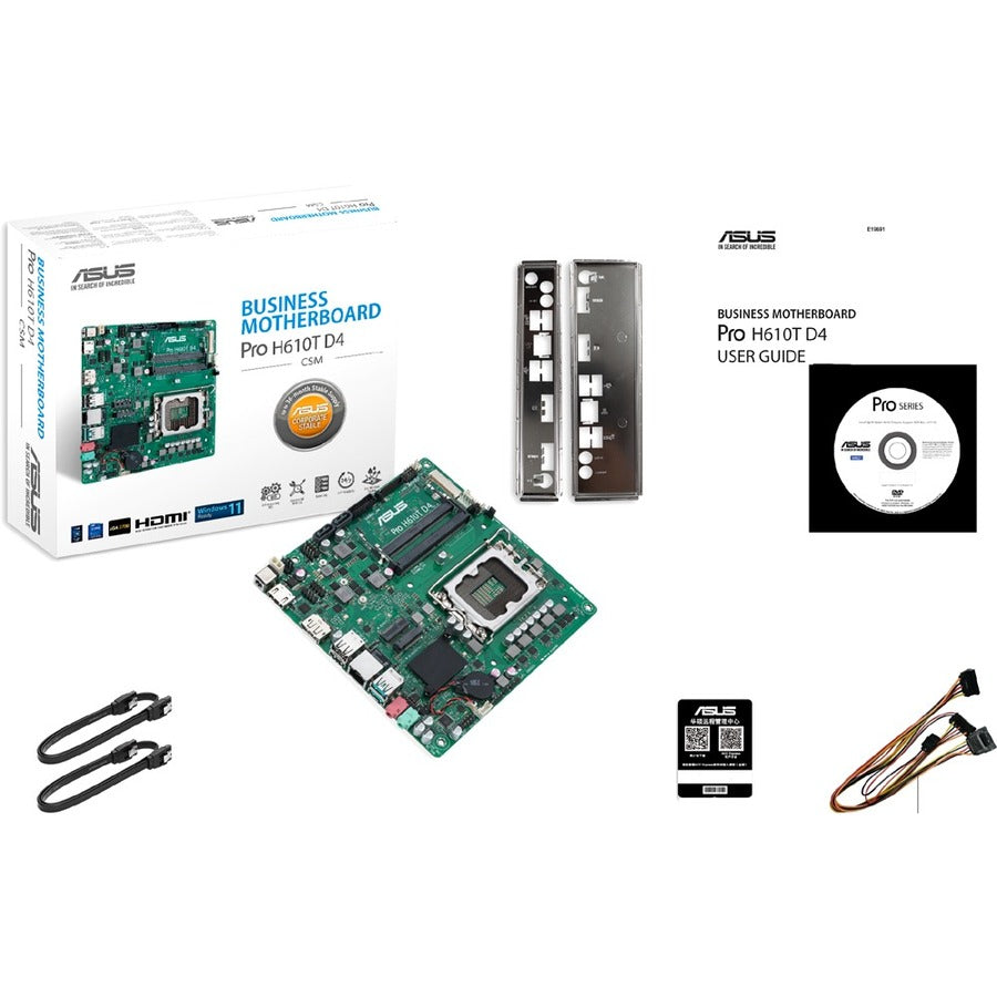 Asus H610T D4-CSM Desktop Motherboard - Intel H610 Chipset - Socket LGA-1700 - Intel Optane Memory Ready - Mini ITX PRO H610T D4-CSM