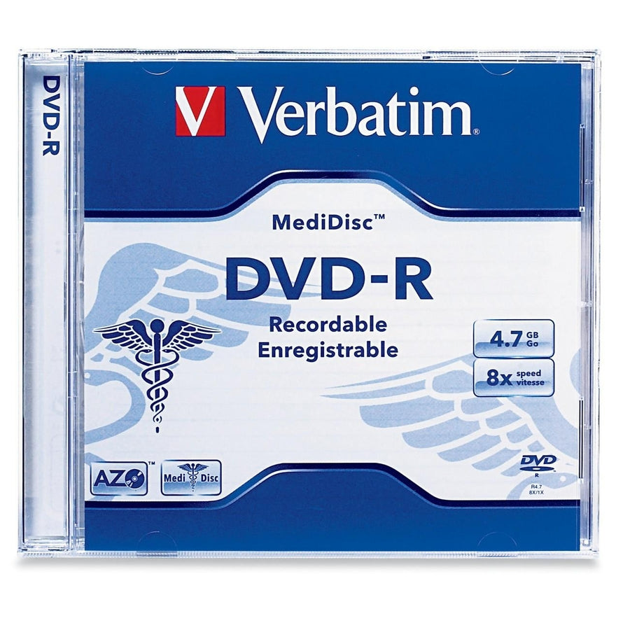 Verbatim MediDisc 94905 DVD Recordable Media - DVD-R - 8x - 4.70 GB - 1 Pack Jewel Case 94905