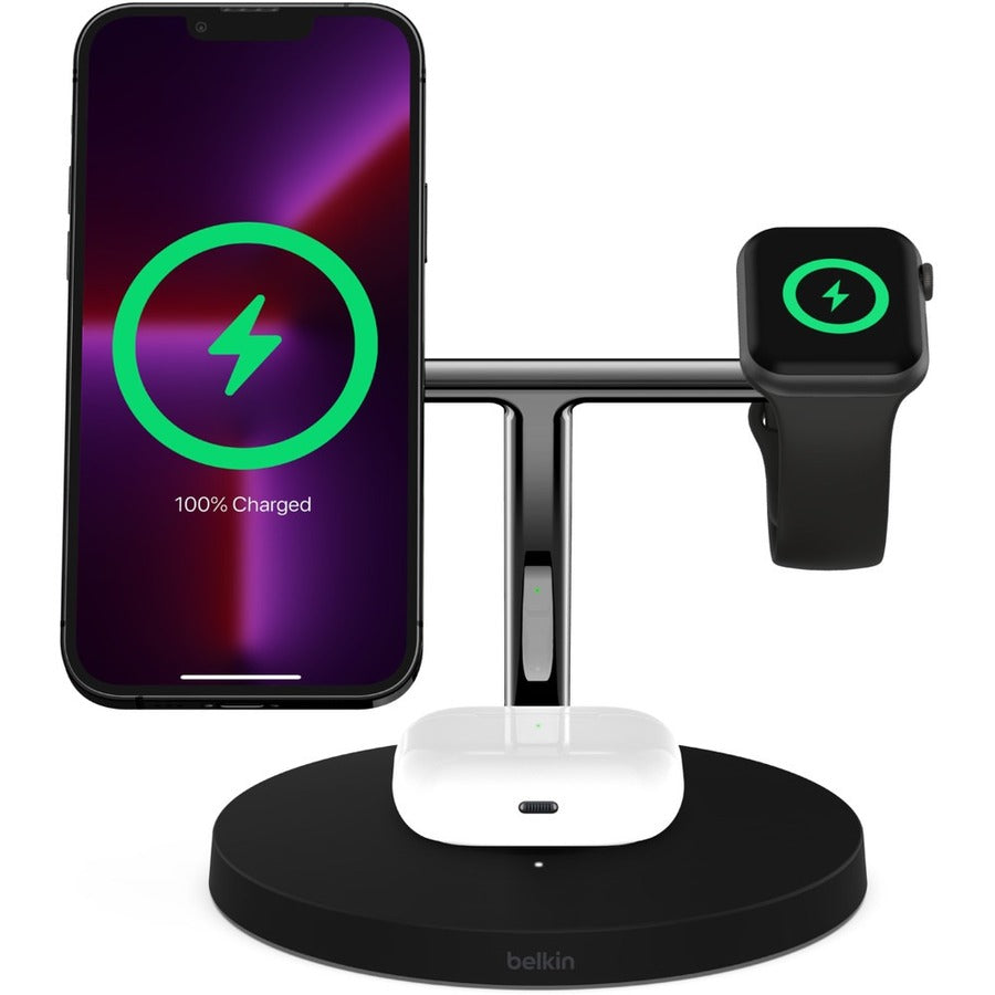 Belkin BoostCharge Pro 3-in-1 Wireless Charger with Official MagSafe Charging 15W WIZ017TTBK