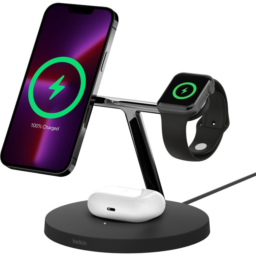 Belkin BoostCharge Pro 3-in-1 Wireless Charger with Official MagSafe Charging 15W WIZ017TTBK