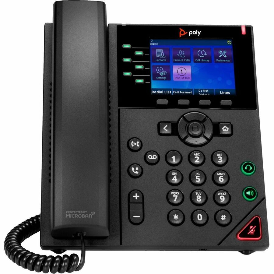 Poly OBI VVX 350 IP Phone - Corded - Corded - Desktop, Wall Mountable - Black 89B59AA