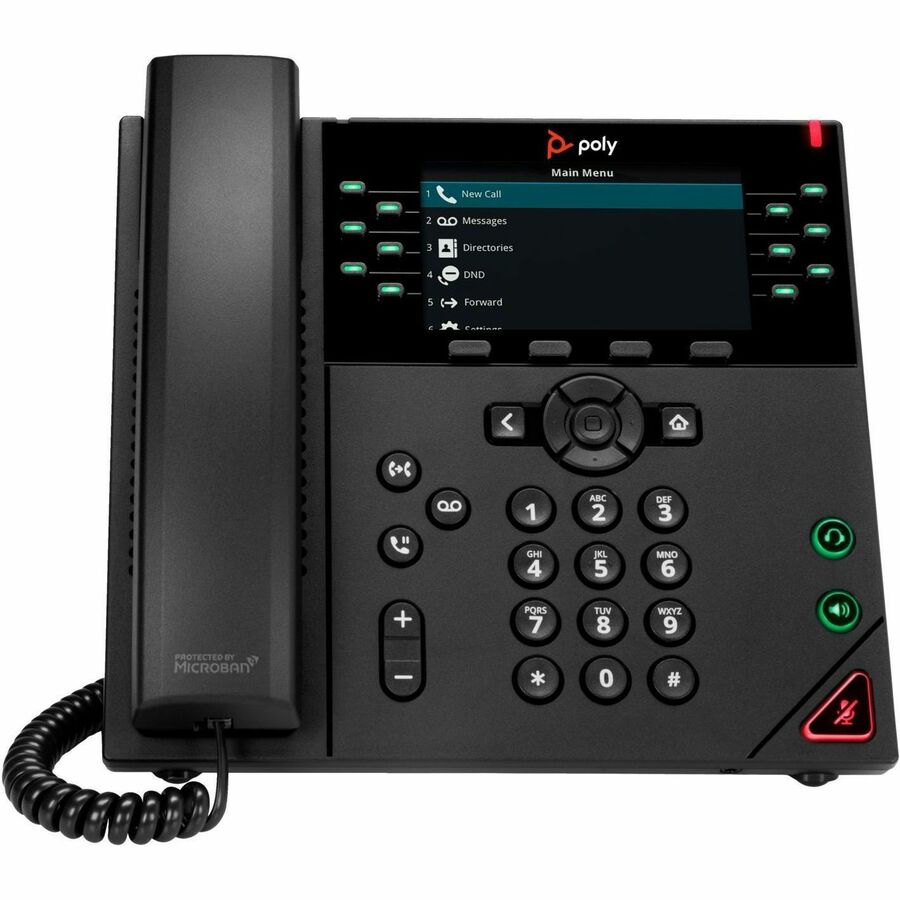 Poly VVX 450 IP Phone - Refurbished - Corded - Corded - Desktop, Wall Mountable - Black 89B75AA#ABA