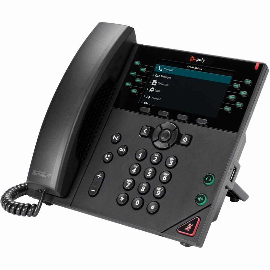 Poly VVX 450 IP Phone - Refurbished - Corded - Corded - Desktop, Wall Mountable - Black 89B75AA#ABA